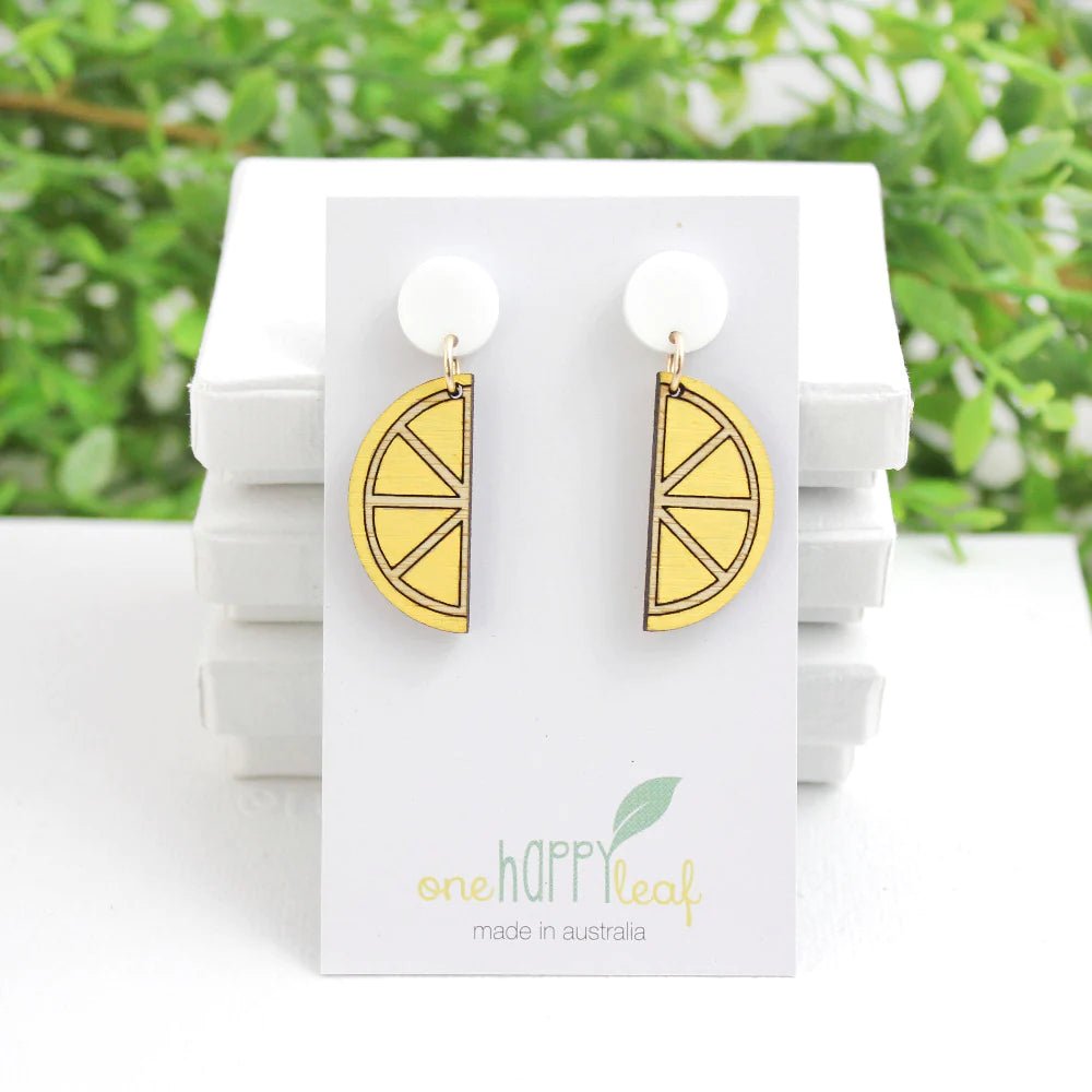 One Happy Leaf Lemon slice dangle earrings