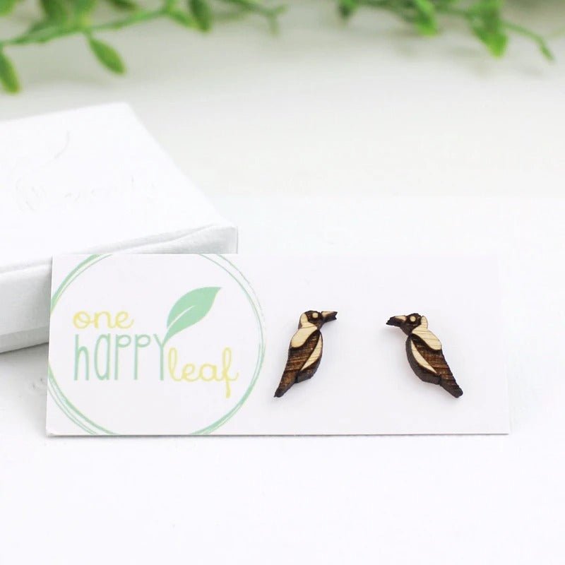 One Happy LeafOne Happy Leaf Magpie Studs #same day gift delivery melbourne#