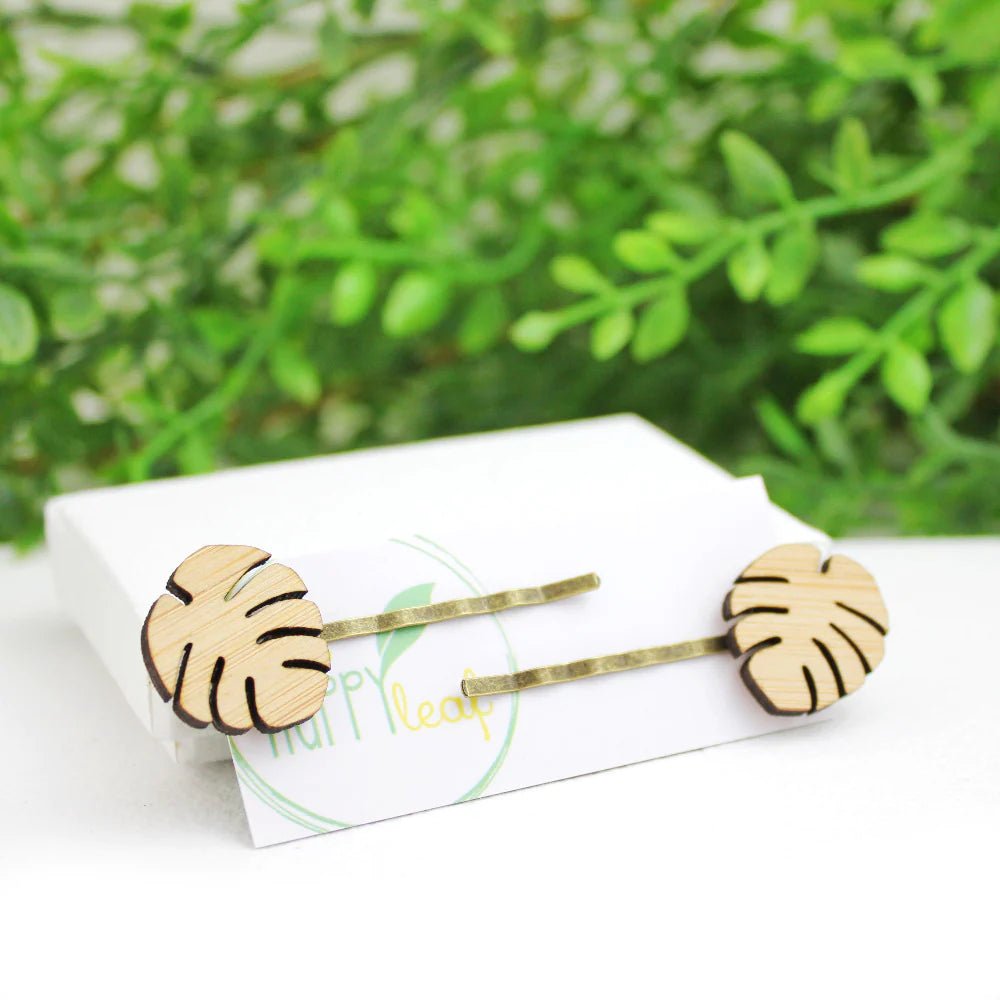 One Happy LeafOne Happy Leaf Monstera Leaf hair pins #same day gift delivery melbourne#