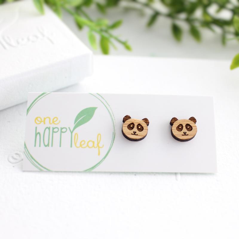 One Happy LeafOne Happy Leaf Panda Studs #same day gift delivery melbourne#