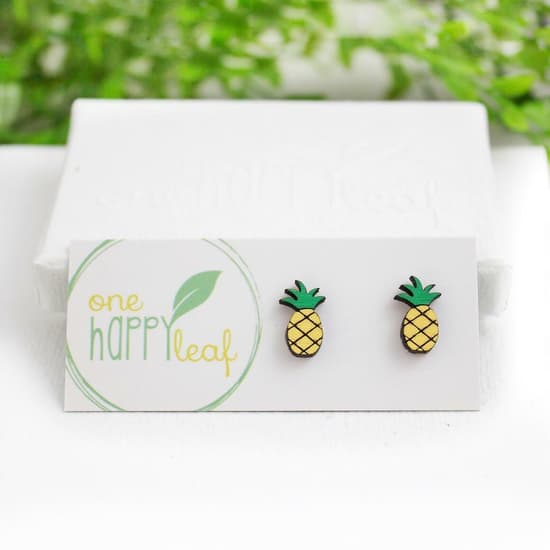One Happy Leaf Pineapple stud earrings