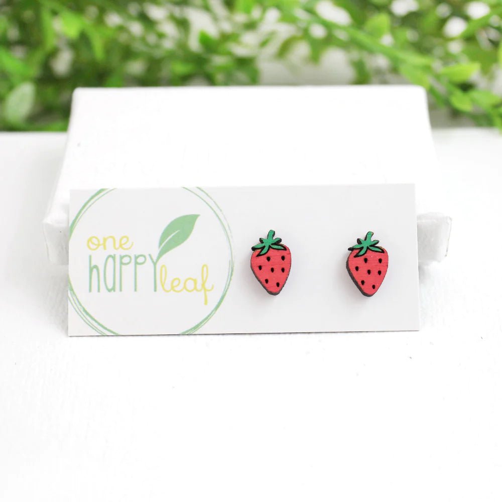 One Happy LeafOne Happy Leaf Strawberry stud earrings #same day gift delivery melbourne#