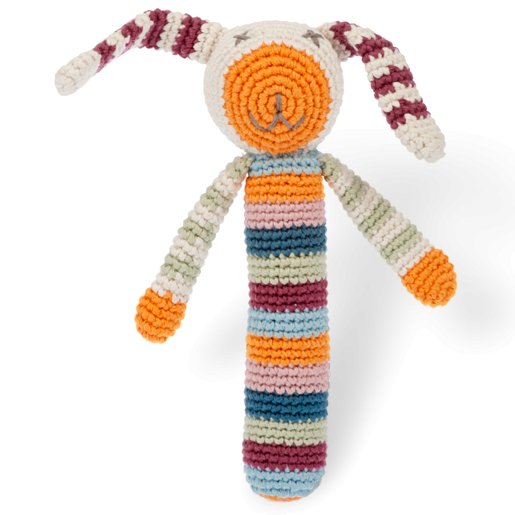 PebbleStick rattle – bunny multi stripe - Organic #same day gift delivery melbourne#