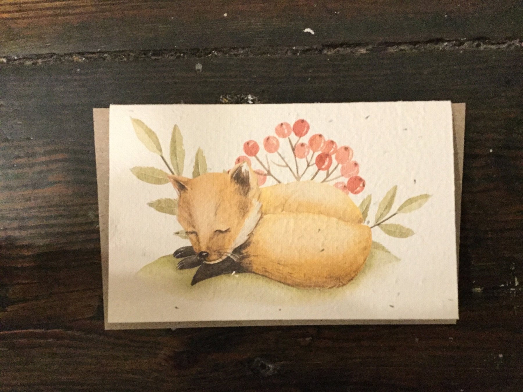 Fox Watercolour Seed Card