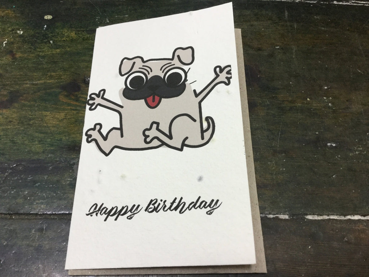 Planet Go RoundPlanet Go Round Pug Happy birthday Seed Card #same day gift delivery melbourne#