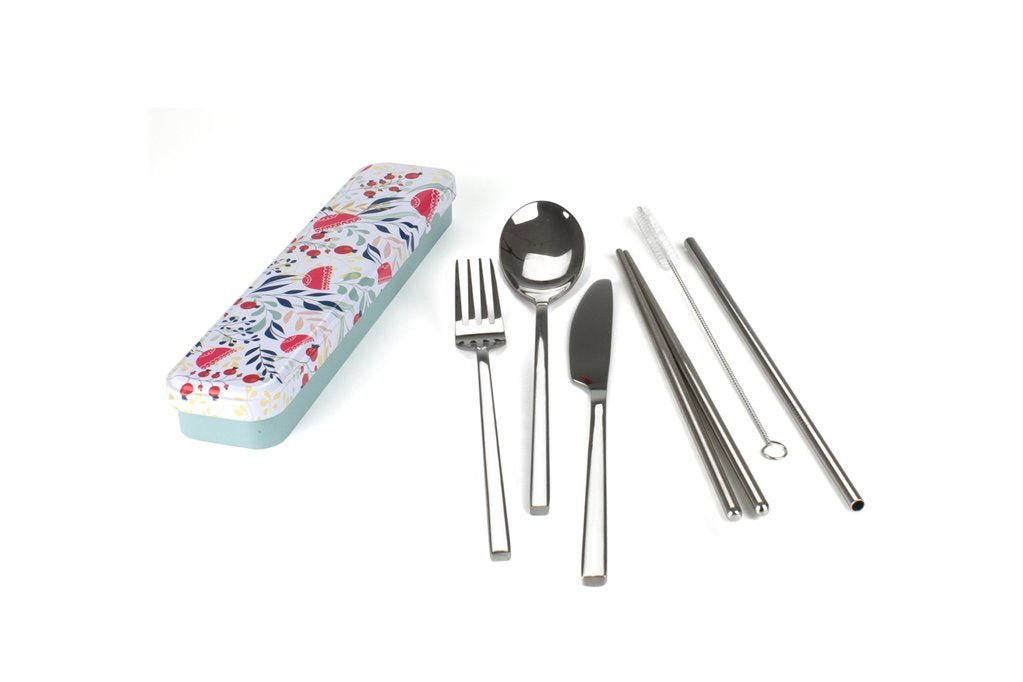 Retro KitchenCarry Your Cutlery - Botanical Stainless Steel Cutlery Set #same day gift delivery melbourne#