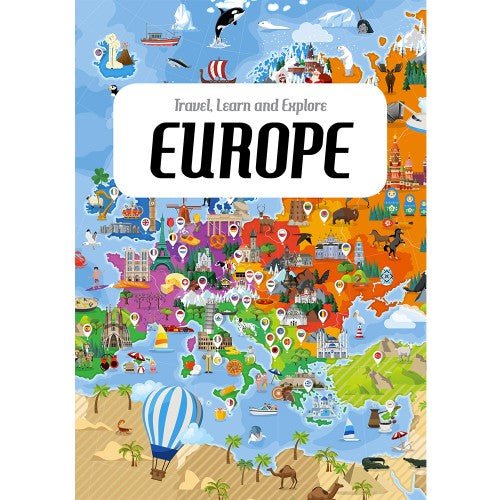 Sassi Travel, Learn and Explore - Puzzle and Book Set - Europe, 210 pcs