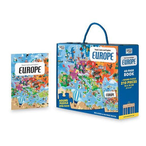 Sassi Travel, Learn and Explore - Puzzle and Book Set - Europe, 210 pcs