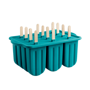 Seed & Sprout juniper silicone icy pole mould set featuring multiple compartments and wooden sticks.