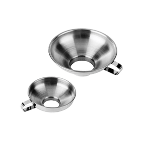 Seed & Sprout stainless steel funnel set of two featuring a large and small funnel with side handles