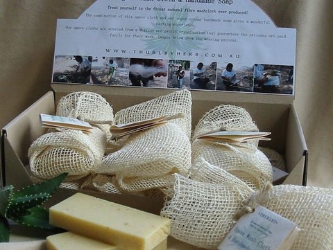 Thurlby Herb FarmThurlby Herb Farm Agave Wash Cloth with Handmade Soap #same day gift delivery melbourne#