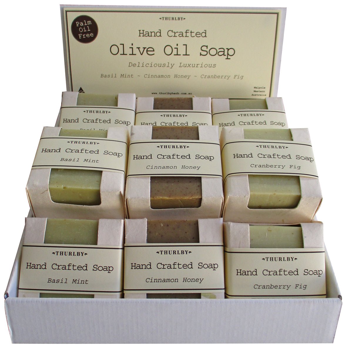 Thurlby Herb Farm Olive Oil Soap in cut out box
