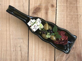 Upcycled Bottle Art Three Sectioned Red Wine Bottle Dish
