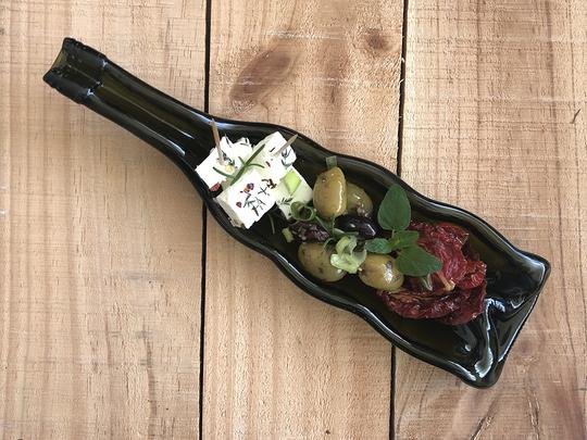 Upcycled Bottle ArtUpcycled Bottle Art Three Sectioned Red Wine Bottle Dish #same day gift delivery melbourne#