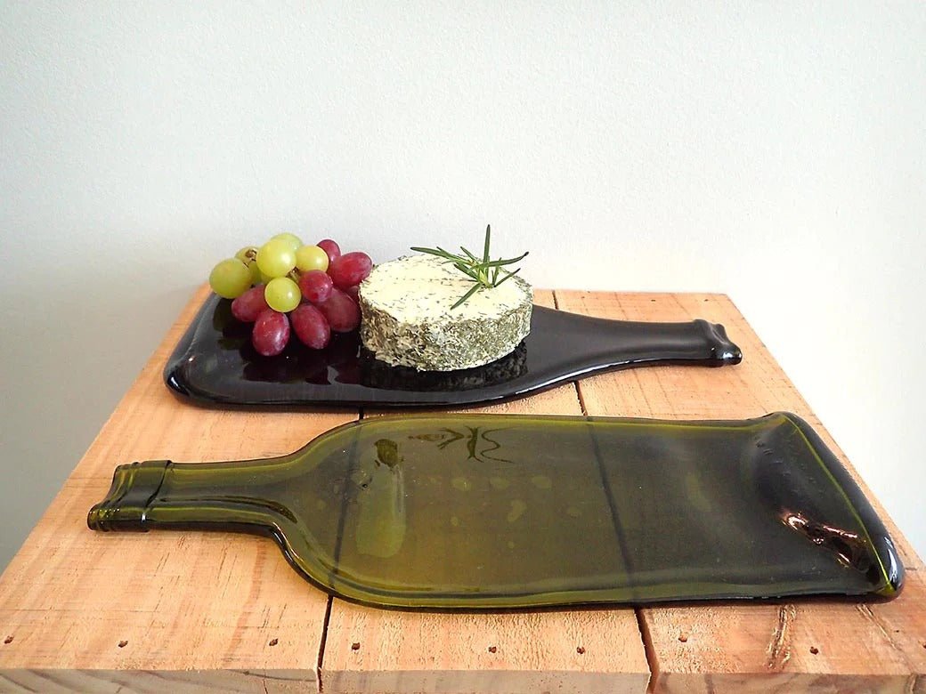 Upcycled Bottle Art Wine Bottle Platter & Cheese Board Flat wine bottle platter