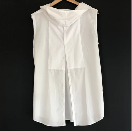 Upcycled Sleeveless White Cotton Top - Pookipoiga